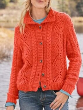 Sundance Winter Tryst Cardigan Sweater In Tangerine Orange Size Small